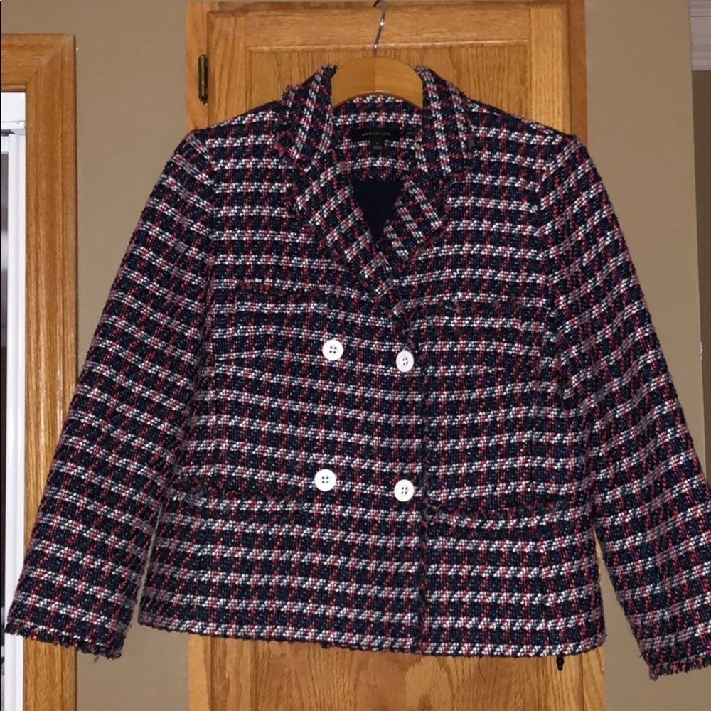 Fringe detail tweed blazer